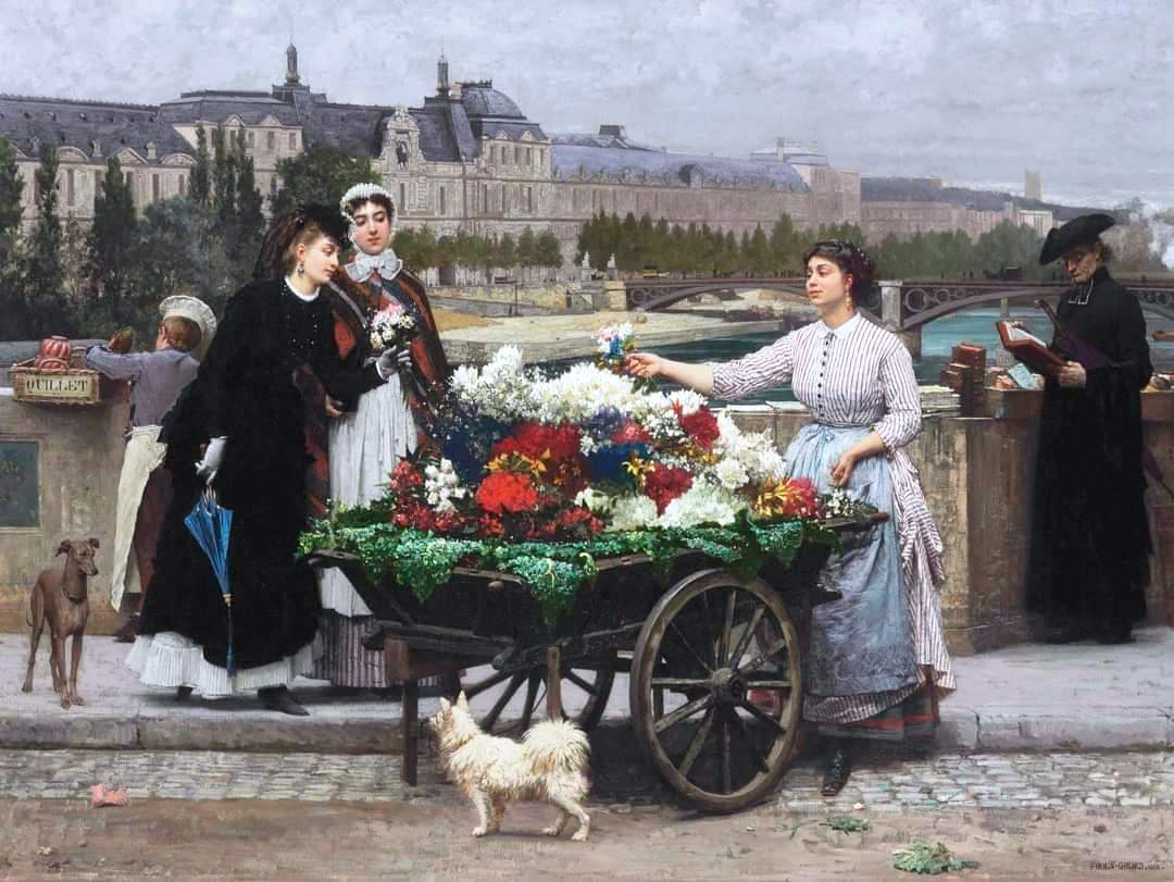 Marie-François-Firmen-Girard-Paris-1872-THE-FLOWER-SELLER-ON-THE-PONT-ROYAL