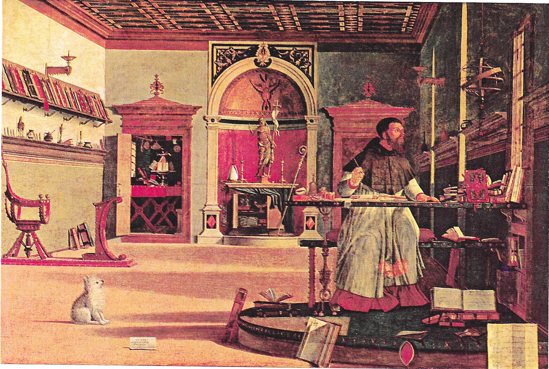 1 Vittore Carpaccio "La visione di Sant'Agostino". Olio su tela, 1502. Venezia, Scuola di San Giorgio